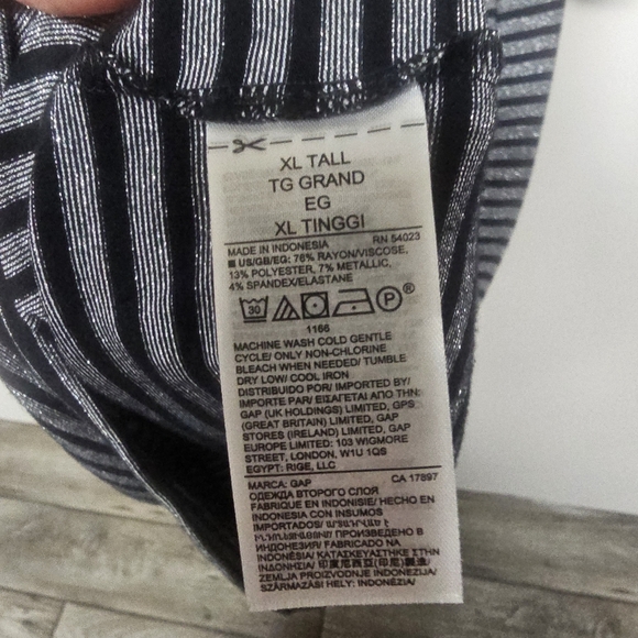 GAP Metallic Gray And Black Stripe Soft Stretchy Knit Midi Dress Classic Office - Picture 4 of 6